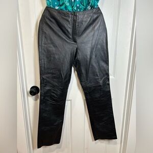 REVUE Women's Black Leather Straight Leg Pants